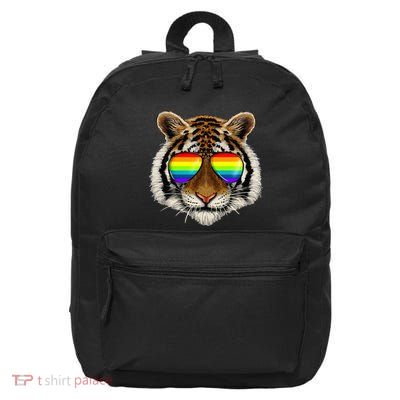 Tiger Rainbow Glasses Pride Wild Funny Lgbt Equality Cat 16 in Basic Backpack
