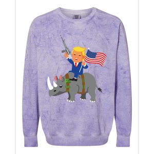 Trump Rhino Gun Merica 2020 Election Donald Republican Gift Colorblast Crewneck Sweatshirt