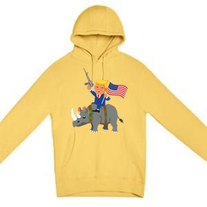 Trump Rhino Gun Merica 2020 Election Donald Republican Gift Premium Pullover Hoodie