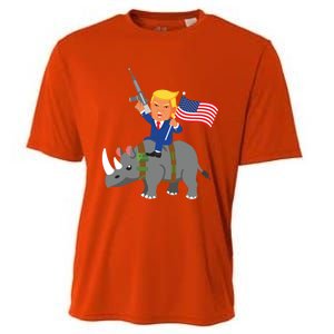 Trump Rhino Gun Merica 2020 Election Donald Republican Gift Cooling Performance Crew T-Shirt