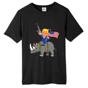 Trump Rhino Gun Merica 2020 Election Donald Republican Gift Tall Fusion ChromaSoft Performance T-Shirt