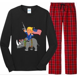 Trump Rhino Gun Merica 2020 Election Donald Republican Gift Long Sleeve Pajama Set