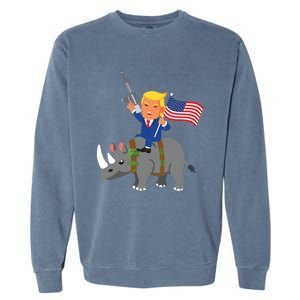 Trump Rhino Gun Merica 2020 Election Donald Republican Gift Garment-Dyed Sweatshirt