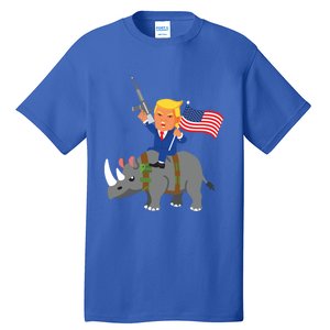 Trump Rhino Gun Merica 2020 Election Donald Republican Gift Tall T-Shirt