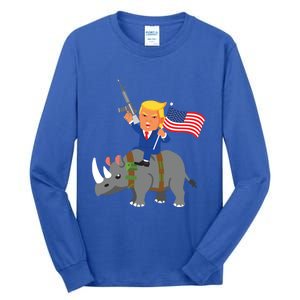 Trump Rhino Gun Merica 2020 Election Donald Republican Gift Tall Long Sleeve T-Shirt