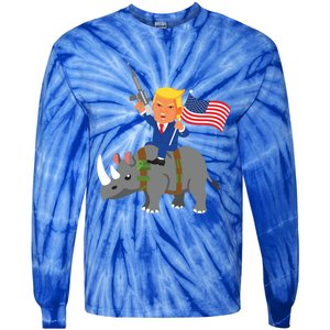 Trump Rhino Gun Merica 2020 Election Donald Republican Gift Tie-Dye Long Sleeve Shirt