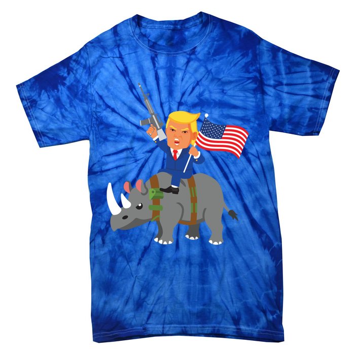 Trump Rhino Gun Merica 2020 Election Donald Republican Gift Tie-Dye T-Shirt