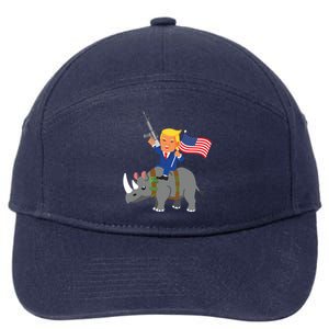 Trump Rhino Gun Merica 2020 Election Donald Republican Gift 7-Panel Snapback Hat