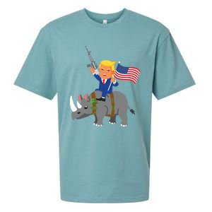 Trump Rhino Gun Merica 2020 Election Donald Republican Gift Sueded Cloud Jersey T-Shirt