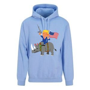 Trump Rhino Gun Merica 2020 Election Donald Republican Gift Unisex Surf Hoodie