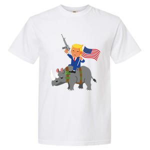 Trump Rhino Gun Merica 2020 Election Donald Republican Gift Garment-Dyed Heavyweight T-Shirt