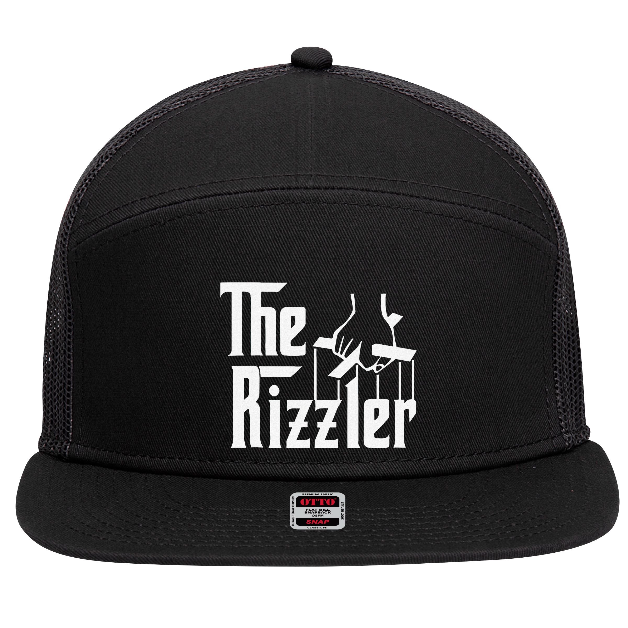 The Rizzler Gift Funny 7 Panel Mesh Trucker Snapback Hat