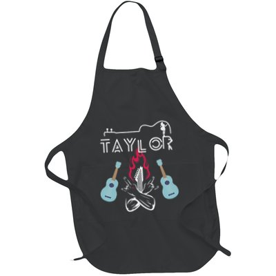 Taylor Retro Groovy Personalized First Name Guitaar Full-Length Apron With Pockets