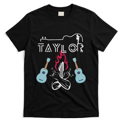 Taylor Retro Groovy Personalized First Name Guitaar T-Shirt