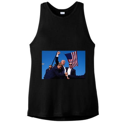 Trump Rally God Bless President Trump Ladies PosiCharge Tri-Blend Wicking Tank