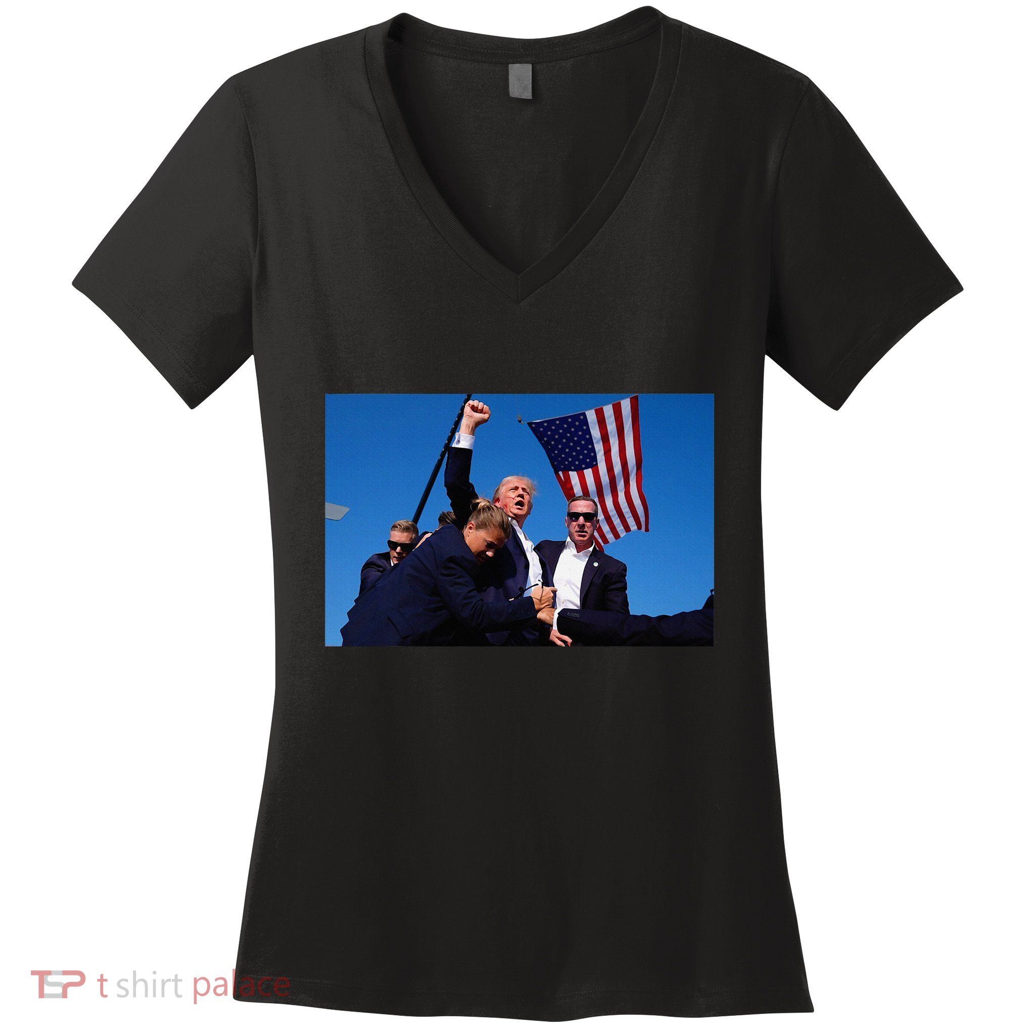 Trump Rally God Bless President Trump Women's V-Neck T-Shirt