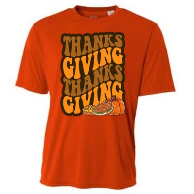 Thanksgiving Retro Groovy Holiday Cute Cooling Performance Crew T-Shirt