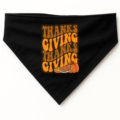 Thanksgiving Retro Groovy Holiday Cute USA-Made Doggie Bandana