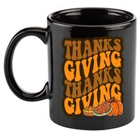 Thanksgiving Retro Groovy Holiday Cute 11oz C Handle Ceramic Mug