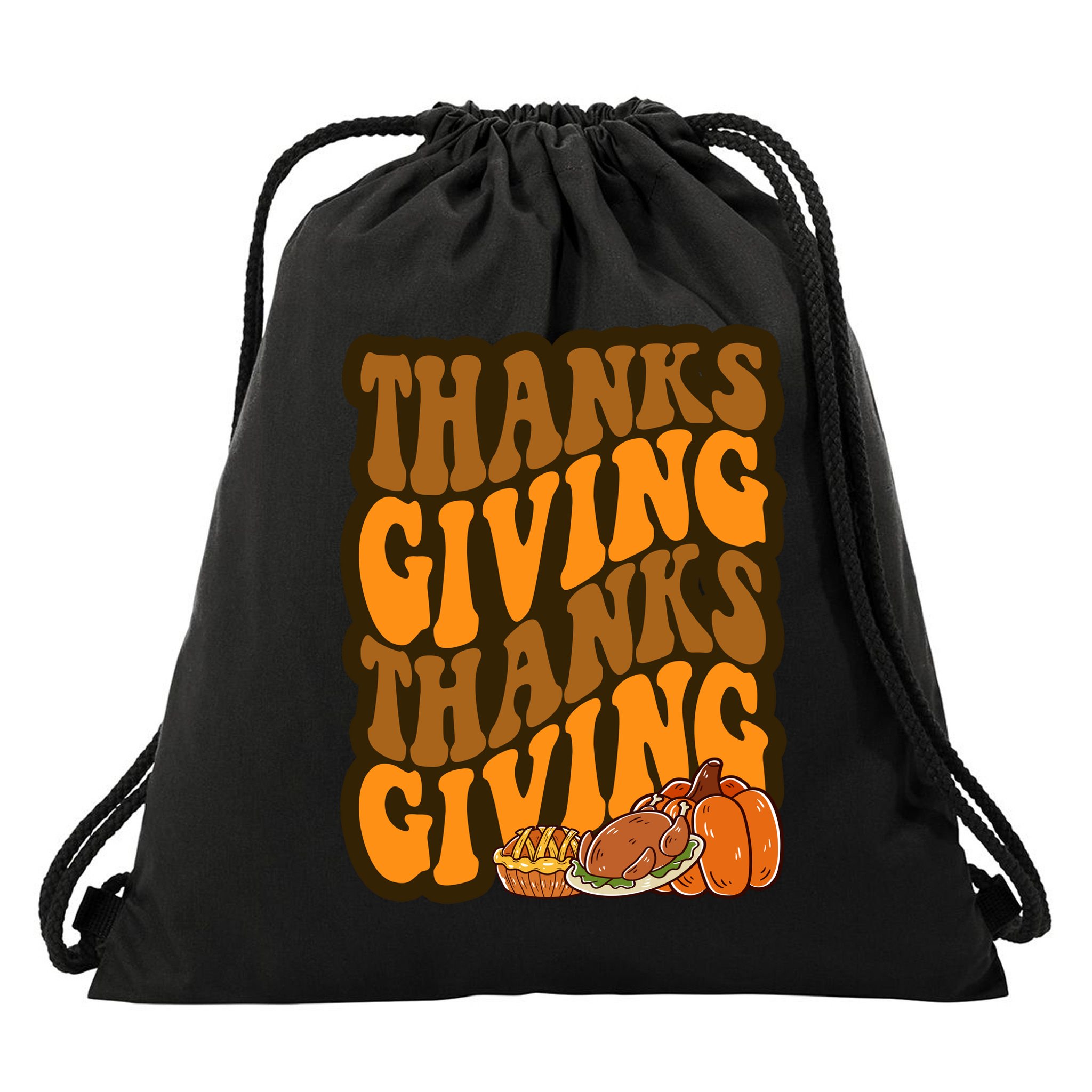 Thanksgiving Retro Groovy Holiday Cute Drawstring Bag