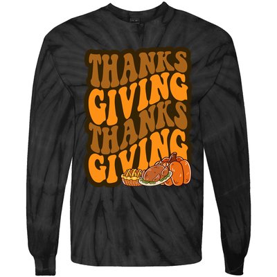 Thanksgiving Retro Groovy Holiday Cute Tie-Dye Long Sleeve Shirt