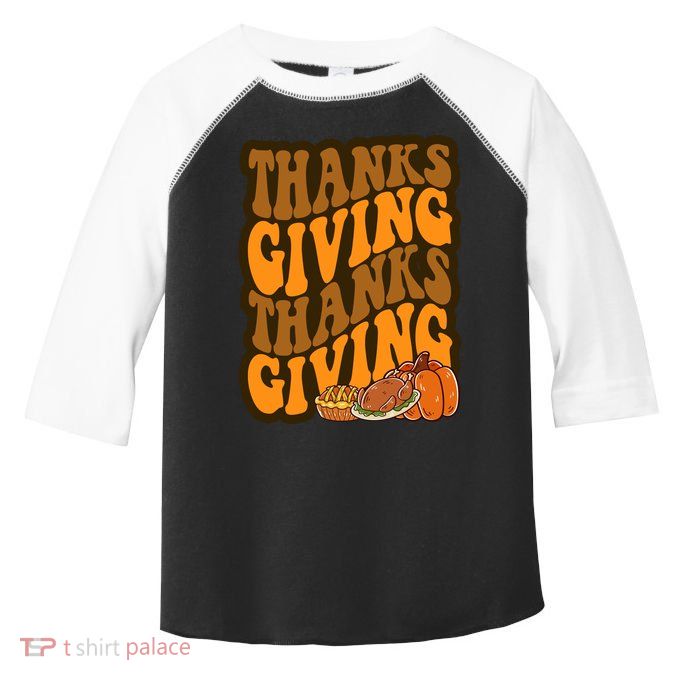 Thanksgiving Retro Groovy Holiday Cute Toddler Fine Jersey T-Shirt