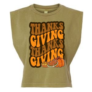 Thanksgiving Retro Groovy Holiday Cute Garment-Dyed Women's Muscle Tee