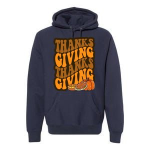 Thanksgiving Retro Groovy Holiday Cute Premium Hoodie