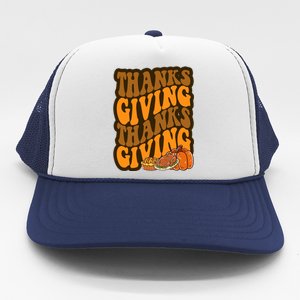 Thanksgiving Retro Groovy Holiday Cute Trucker Hat