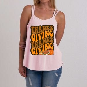 Thanksgiving Retro Groovy Holiday Cute Women's Strappy Tank