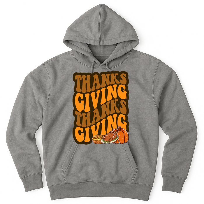 Thanksgiving Retro Groovy Holiday Cute Hoodie