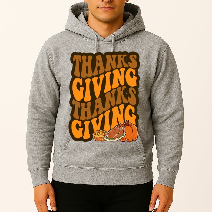 Thanksgiving Retro Groovy Holiday Cute Hoodie