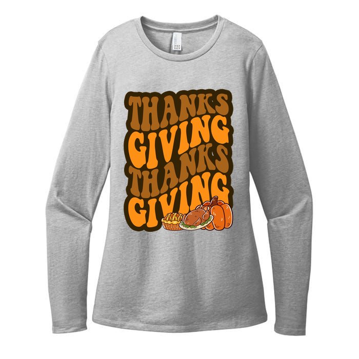 Thanksgiving Retro Groovy Holiday Cute Womens CVC Long Sleeve Shirt