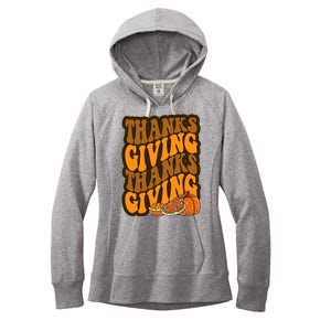 Thanksgiving Retro Groovy Holiday Cute Women's Fleece Hoodie