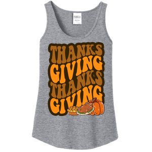 Thanksgiving Retro Groovy Holiday Cute Ladies Essential Tank