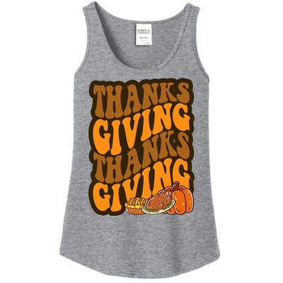 Thanksgiving Retro Groovy Holiday Cute Ladies Essential Tank