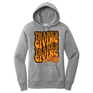 Thanksgiving Retro Groovy Holiday Cute Women's Pullover Hoodie