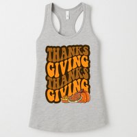 Thanksgiving Retro Groovy Holiday Cute Womens Tank Top