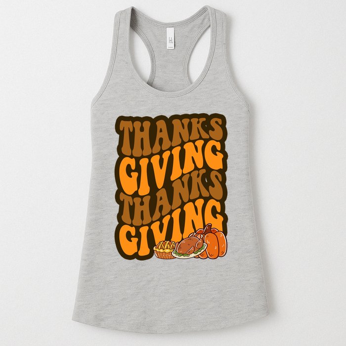 Thanksgiving Retro Groovy Holiday Cute Womens Tank Top