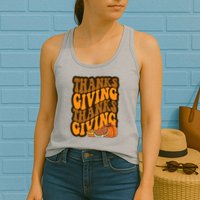 Thanksgiving Retro Groovy Holiday Cute Womens Tank Top