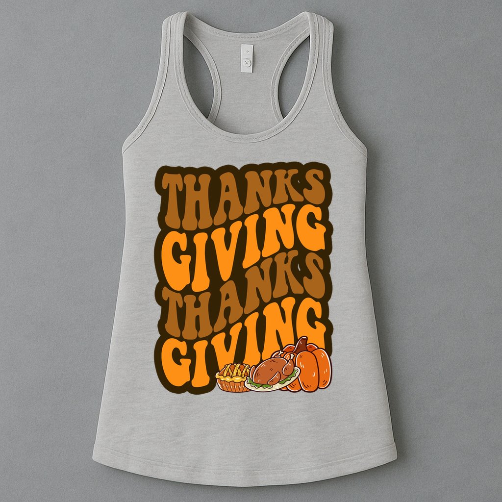 Thanksgiving Retro Groovy Holiday Cute Womens Tank Top