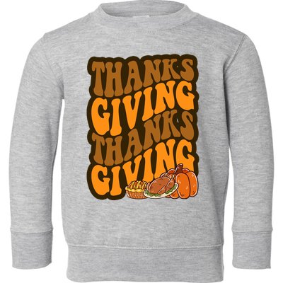 Thanksgiving Retro Groovy Holiday Cute Toddler Sweatshirt