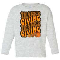 Thanksgiving Retro Groovy Holiday Cute Toddler Long Sleeve Shirt