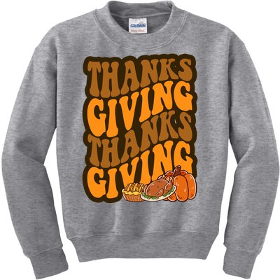 Thanksgiving Retro Groovy Holiday Cute Kids Sweatshirt