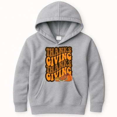 Thanksgiving Retro Groovy Holiday Cute Kids Hoodie