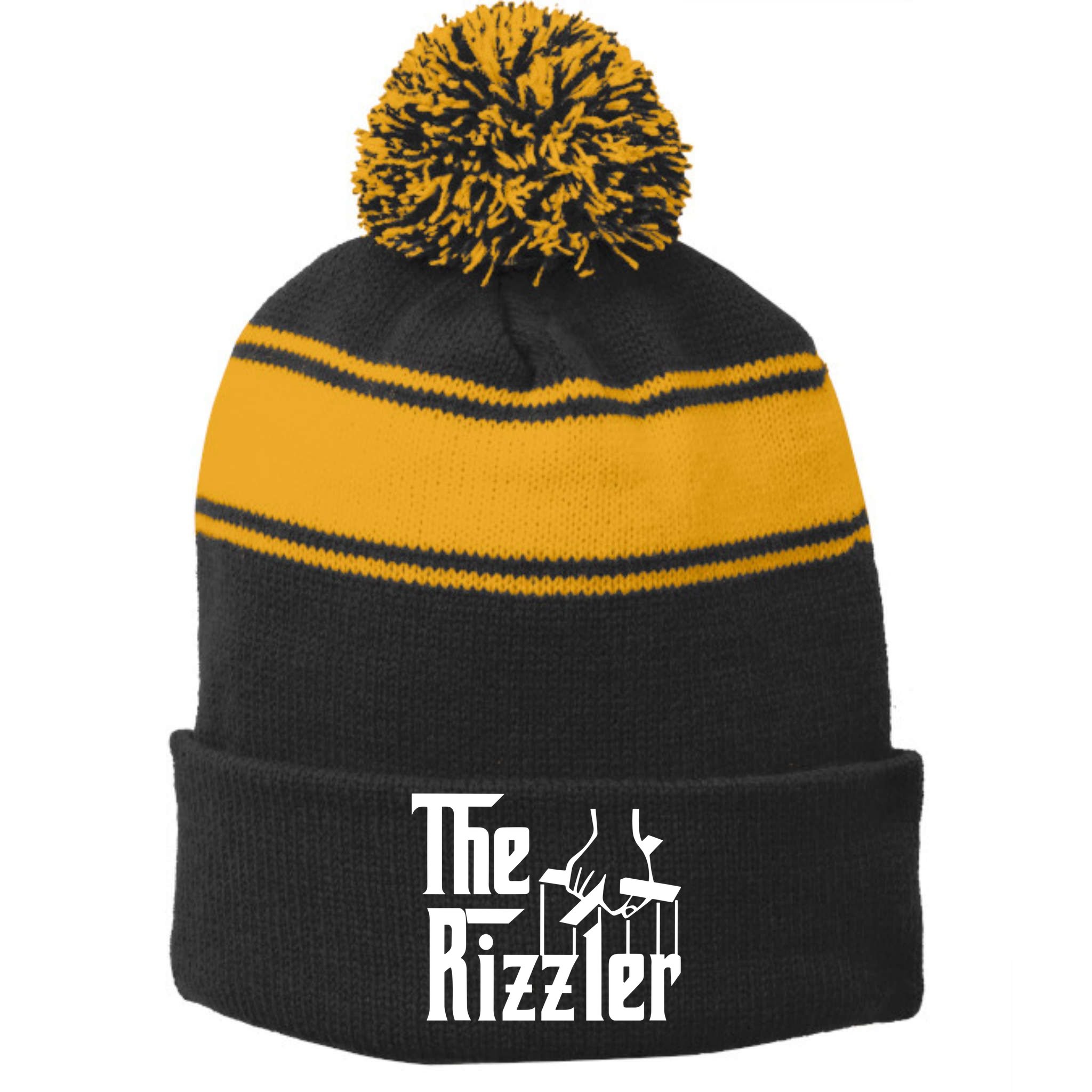 The Rizzler Godfather Stripe Pom Pom Beanie