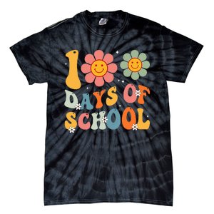 Teacher Retro Groovy 100 Days Happy 100th Day Of School Tie-Dye T-Shirt