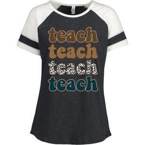 Teach Retro Gift For Teacher Enza Ladies Jersey Colorblock Tee