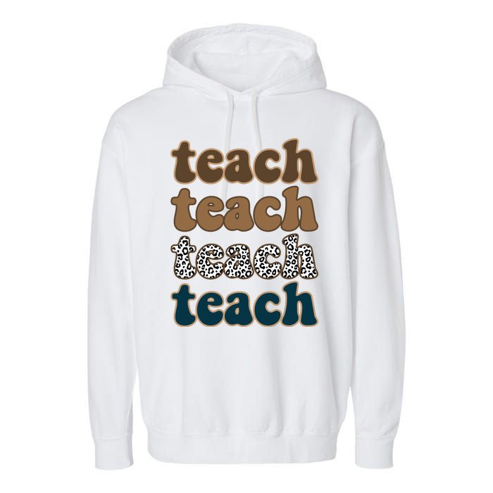 Teach Retro Gift For Teacher Garment-Dyed Fleece Hoodie