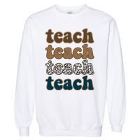 Teach Retro Gift For Teacher Garment-Dyed Sweatshirt